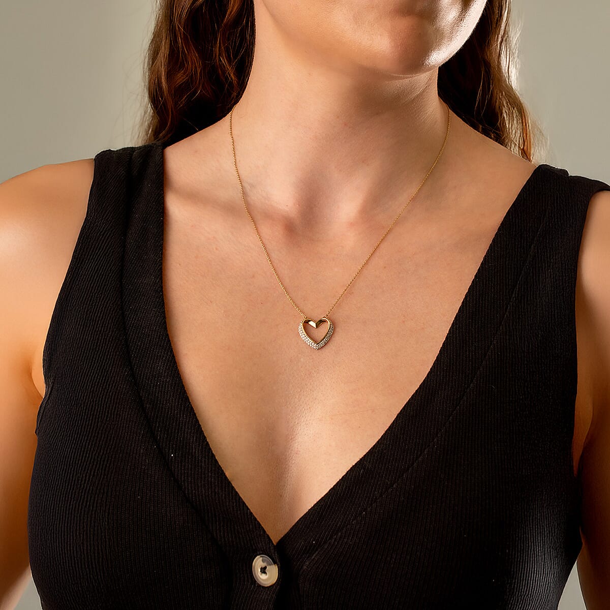 Luxuriant Diamond Lab Grown Diamond (SI-G-H) Pendant with Chain (Size - 18-2 Ext.) with Spring Ring Clasp in Vermeil Yellow Gold Plated & Rhodium Overlay Sterling Silver 0.33 Ct.